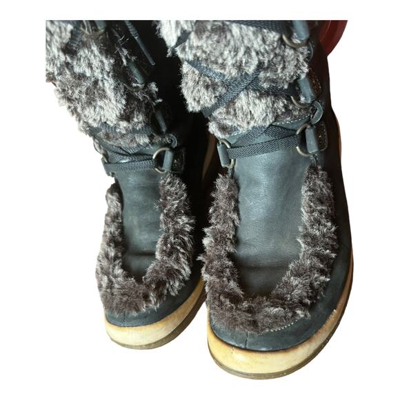 TIMBERLAND Kickadilla Black Nubuck Leather Faux Fur Lace Up Boots size 7.5 - Picture 9 of 15